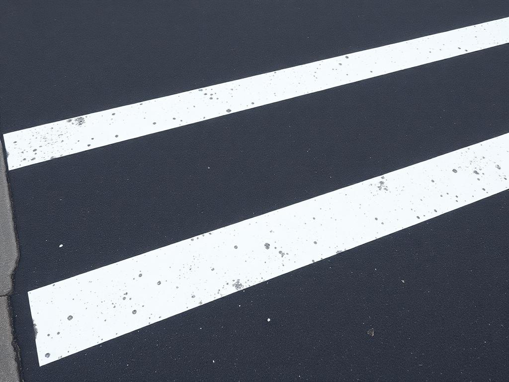 Same crosswalk after installation of bright reflective thermoplastic stripes